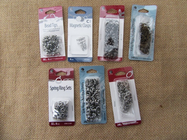 24Sheets Split Ring Magnetic Clasps Bead Tips Etc. Assorted