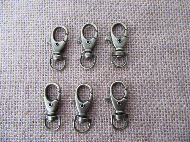 100Pcs Antique Lanyard Clip Swivel Clasp For Keyring Phone Strap - Click Image to Close