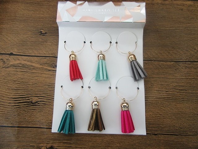 4Packets X 6Pcs (24Pcs) Wine Glass Ring with Tassel Charm Mixed