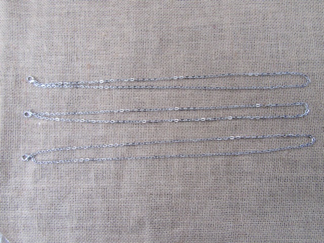 50Strands Silver Plated Finished Link Chain with Clasp for Neckl
