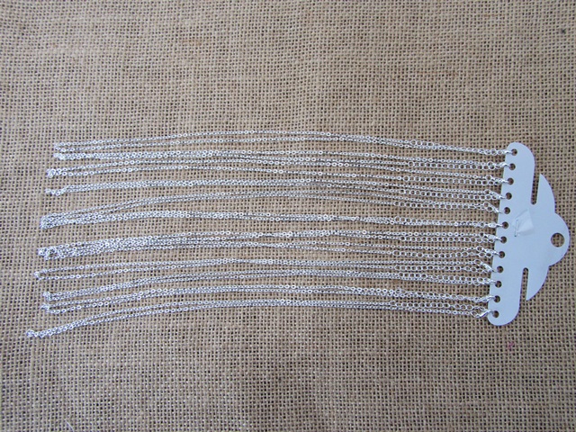 5Sheets X 12 Silver Color Cable Chains Necklace 47cm long - Click Image to Close