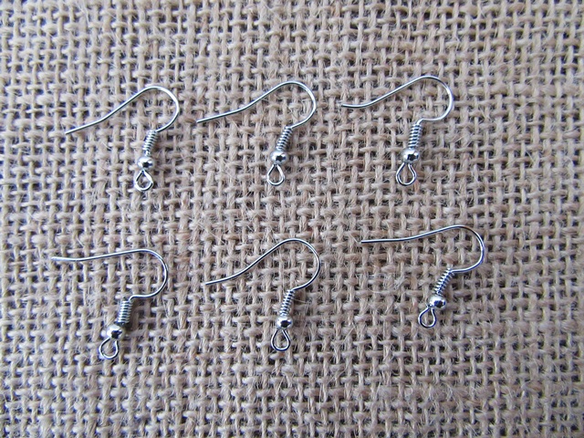 24Sheets X 42Pcs Ear Wire Hooks W/Bead Coil 18x21mm Mixed Color - Click Image to Close