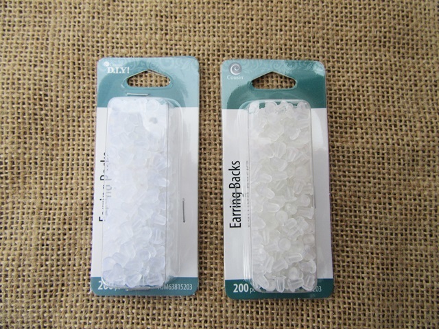 24Sheets X 200Pcs Plastic Earring Back Stoppers 6x4mm
