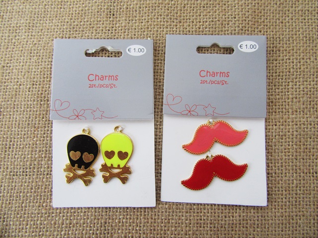 20Packets X 2Pcs Skull Moustache Pendant Charm for Jewellery Mak - Click Image to Close
