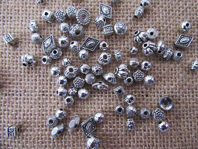 400Grams Metal Spacer Beads for DIY Jewellery Making Assorted - Click Image to Close