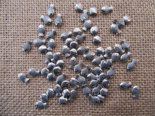 300Grams Antique Silver Fish Bead Jewellery Finding Assorted