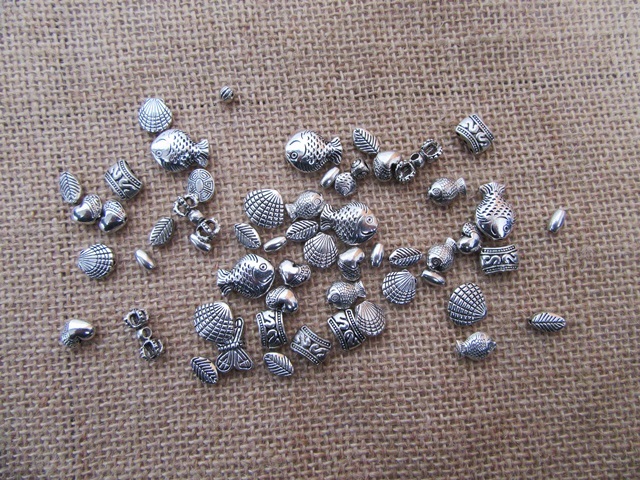 400Grams Antique Silver Fish Shell Etc Bead Jewellery Finding As