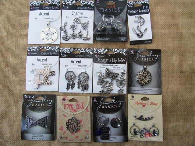 12Sheets Charms Pandants Assorted for Jewellery Making 18-56mm