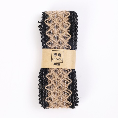 4Rolls X 2Meters Black Burlap Rope Ribbon Hemp Cord Gift Wrappin - Click Image to Close