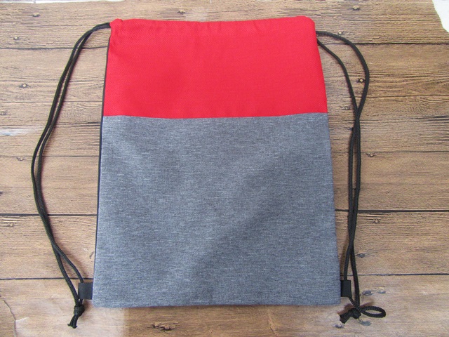 10Pcs Red&Gray Fabric Drawstring Backpack Sports Gym Bag - Click Image to Close