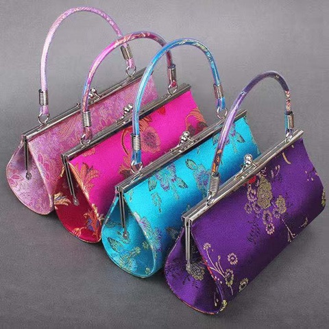 2Pcs Silk Handbag Lady's Clutch Hand Bag Purse Mixed - Click Image to Close