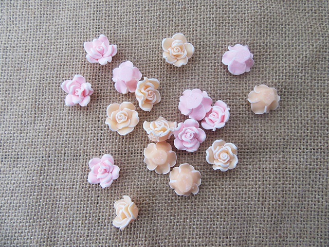 50Pcs Polymer Clay Rose Flower Beads Charms 20x12mm