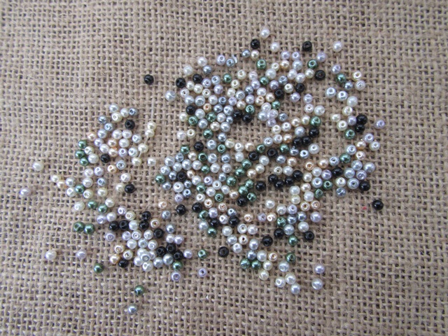 250Grams Glass Pearl Round Loose Beads 3mm Jewelry Craft - Click Image to Close