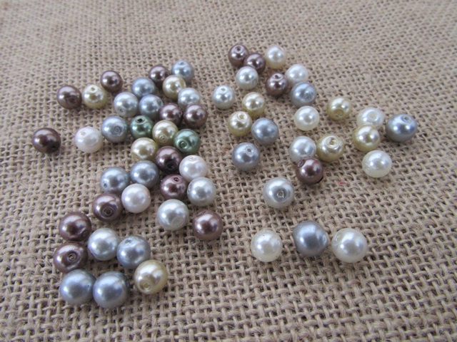 250Grams Glass Pearl Round Loose Beads 6-8mm Mixed - Click Image to Close