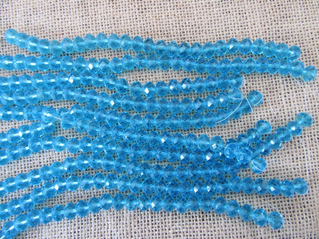 10Strands X 70Pcs Blue Facted Glass Crystal Beads 10mm Dia - Click Image to Close