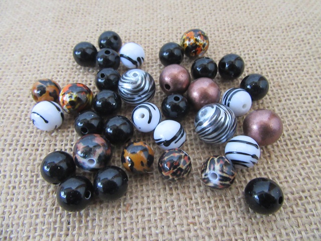 250Grams Round Plastic Beads Loose Beads Assorted - Click Image to Close