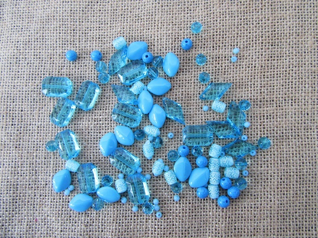 12Packets X 48Pcs Blue Beads for Jewellery Making Assorted