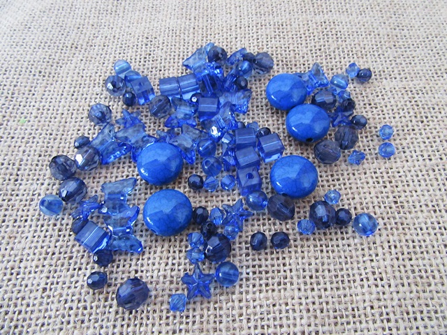 12Packets X 48Pcs Royal Blue Beads for Jewellery Making Assorted - Click Image to Close