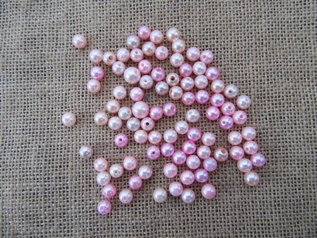 250Grams Round Simulate Pearl Beads Loose Beads Mixed - Click Image to Close