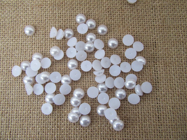 250Grams White Semi Simulated Pearl Bead Flatback 10mm - Click Image to Close