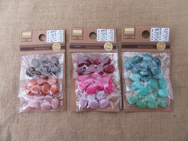 6Sheets X 24Pcs Oval Loose Beads 19x15x7mm Mixed Color - Click Image to Close