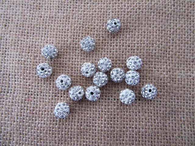 100Pcs Round Plastic Beads with Rhinestone 10mm Dia. 100Pcs Round Plastic Beads with Rhinestone 10mm Dia.
