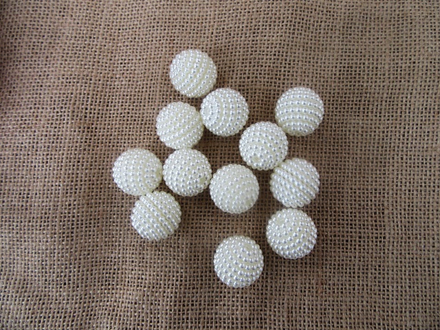 100Pcs Jumbo Ivory Loose Beads for Jewellery Making Crafts 24mm - Click Image to Close
