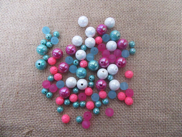 2Packets X 140Grams Blue Pink White Loose Beads Retail Package - Click Image to Close
