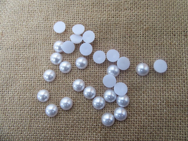 12Sheets X 30Pcs White Semi-Circle Simulated Pearl Bead Flatback - Click Image to Close