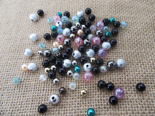 200Grams Round Plastic Loose Beads 3-8mm Assorted - Click Image to Close