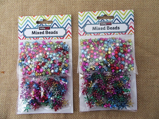 6Packets Plastic Loose Beads Star Flower Etc. Assorted - Click Image to Close