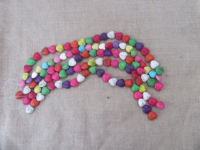 5Strands x 21Pcs Heart Shape Gemstone Beads 20x19x8mm Mixed