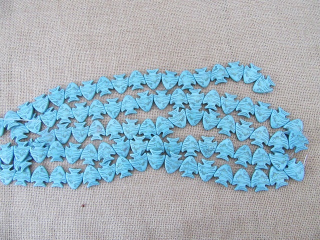 5Strands x 18Pcs Blue Fish Gemstone Beads 25x22x5mm
