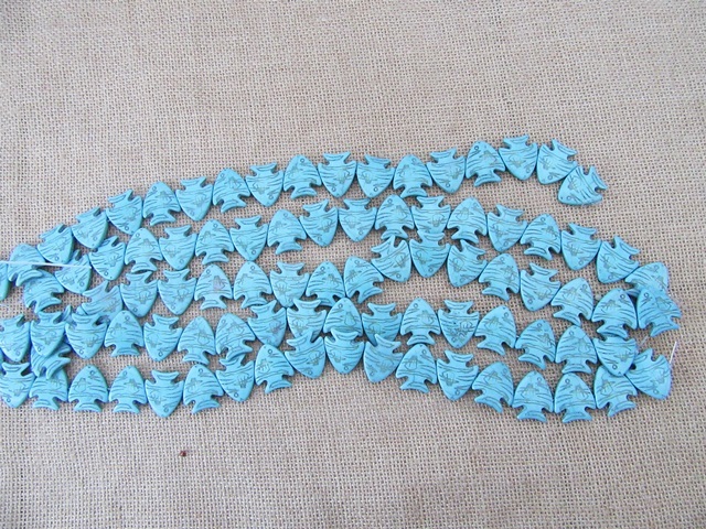 5Strands x 18Pcs Blue Fish Gemstone Beads 25x22x5mm - Click Image to Close