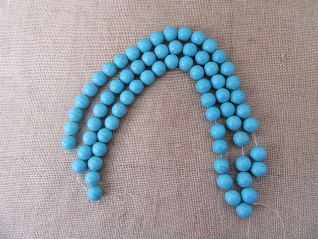 3Strands x 23Pcs Blue Turquoise Gemstone Beads 18mm Dia. - Click Image to Close