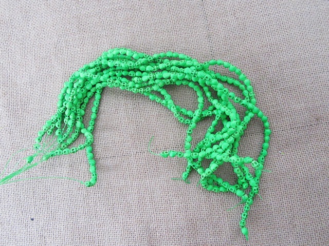 (image for) 10Strands X 53Pcs Green Skull Gemstone Beads 7x5x6mm