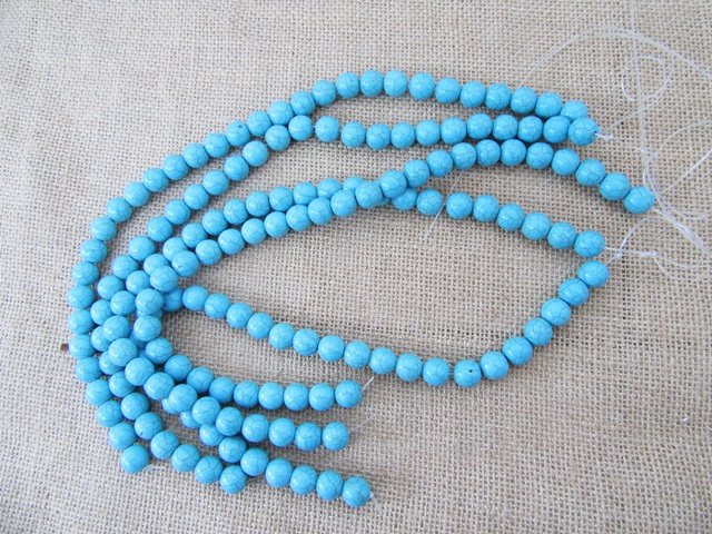 5Strands Blue Turquoise Gemstone Beads 12mm Dia. - Click Image to Close