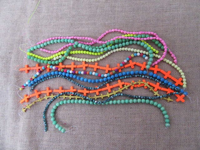 14Strands Assorted Genstone Beads Round Beads Cross Beads - Click Image to Close