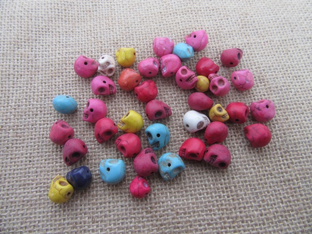 200Pcs Skull Gemstone Beads Mixed Color