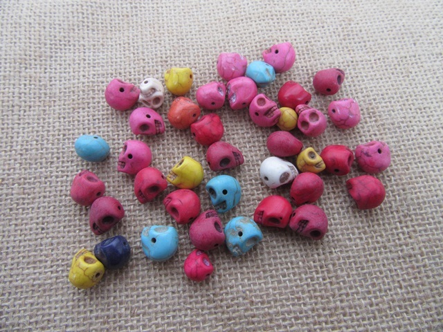 200Pcs Skull Gemstone Beads Mixed Color - Click Image to Close