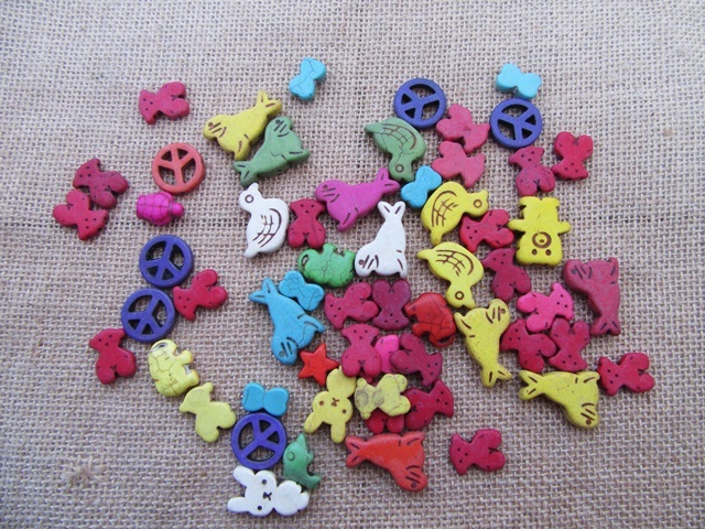 400Grams Bird Lobster Rabbit Bear Etc Gemstone Beads Assorted