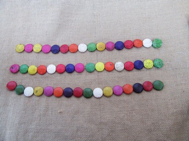 400g (Approx 70Pcs) Round Flat Gemstone Beads 25mm Dia Mixed - Click Image to Close