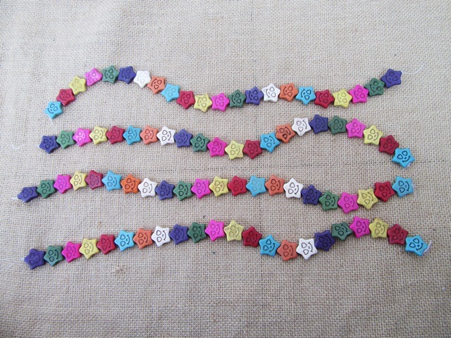 8Strands X 22Pcs Smile Face Star Gemstone Beads 18x20x5mm