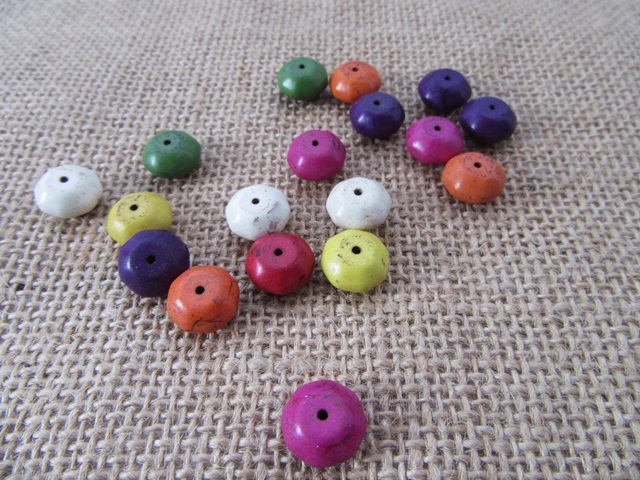400Grams Flat Round Gemstone Beads Mixed 12x8mm