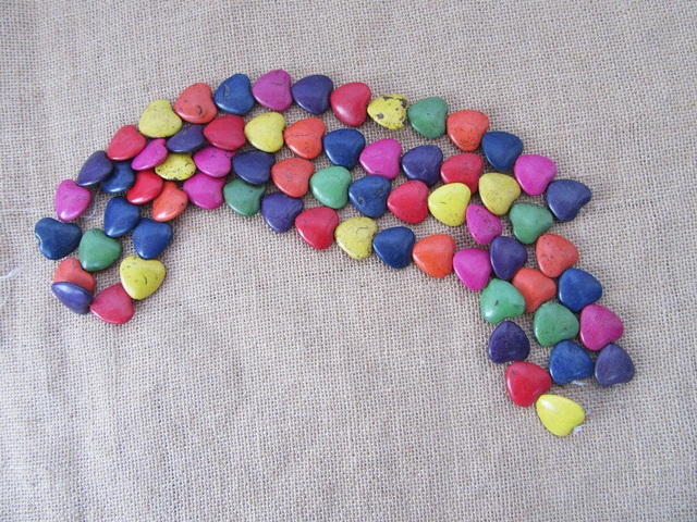 400Grams Heart Shape Gemstone Beads Mixed 24x25x8mm - Click Image to Close