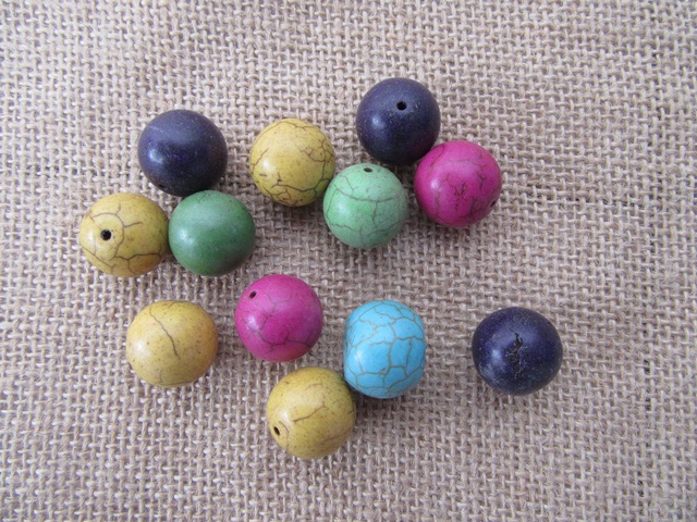 50Pcs Round Gemstone Beads 18mm Dia. Mixed Color - Click Image to Close