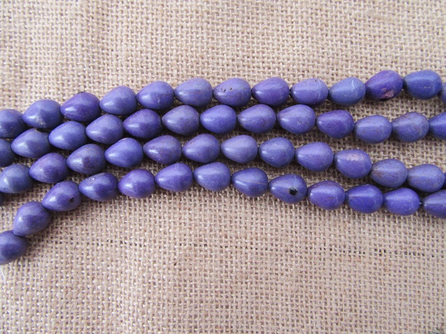 4Strands X 25Pcs Purple Teardrop Gemstone Beads 15x11mm - Click Image to Close