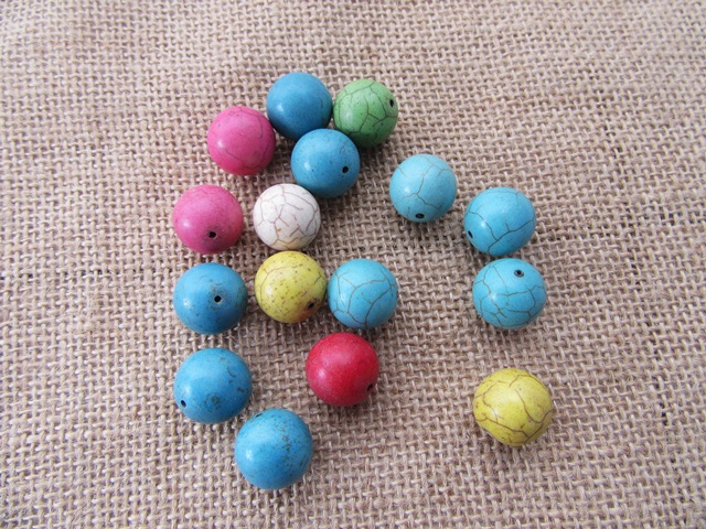 50Pcs Round Gemstone Beads 16mm Dia. Mixed Color - Click Image to Close