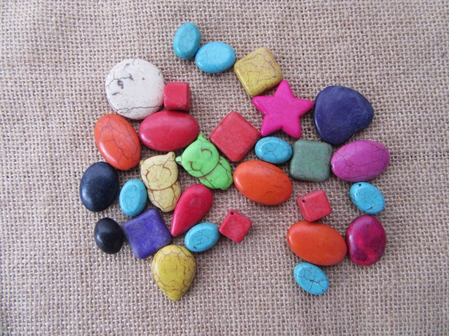 400Grams Flat Round Oval Cube Star Etc Gemstone Beads Assorted - Click Image to Close