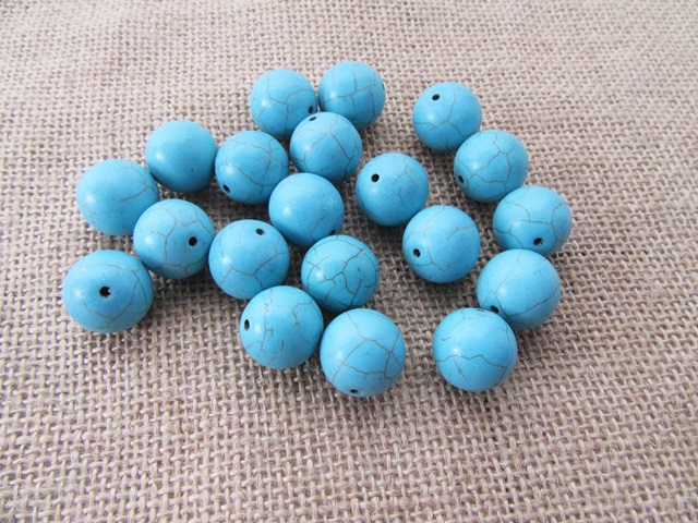 400Grams Blue Turquoise Gemstone Beads 18mm Dia. - Click Image to Close